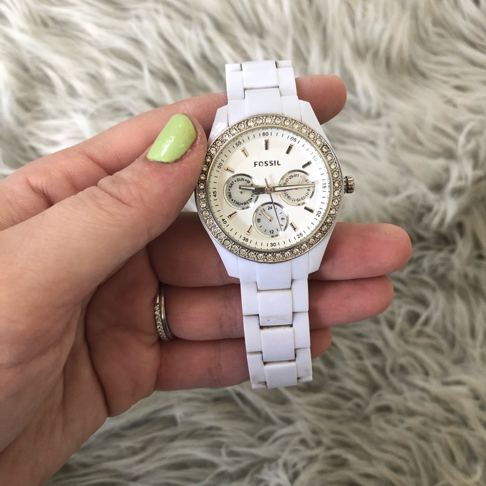 Fossil Watch White Gems Women’s [used]